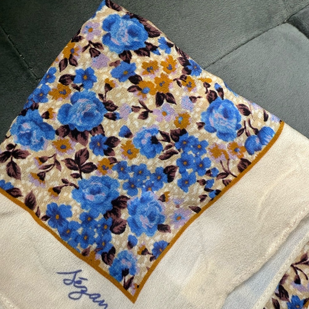 Floral Blue and Yellow Scarf